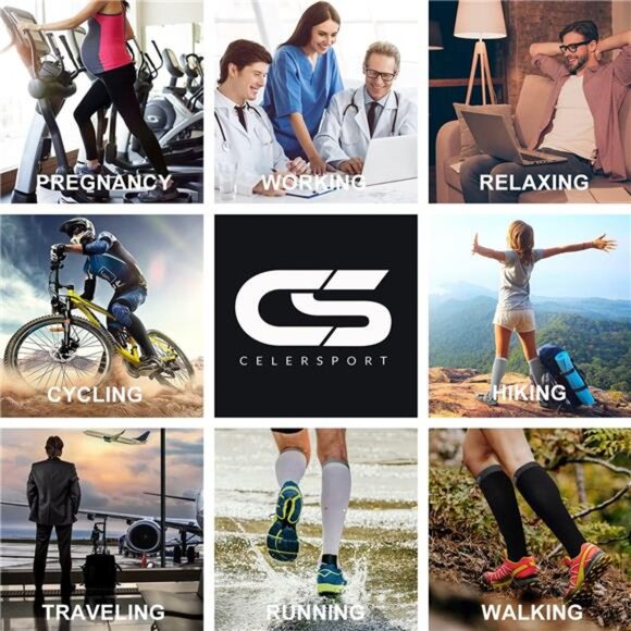 3 Pairs Compression Socks for Men and Women 20-30mmHg Running - Picture 5 of 7